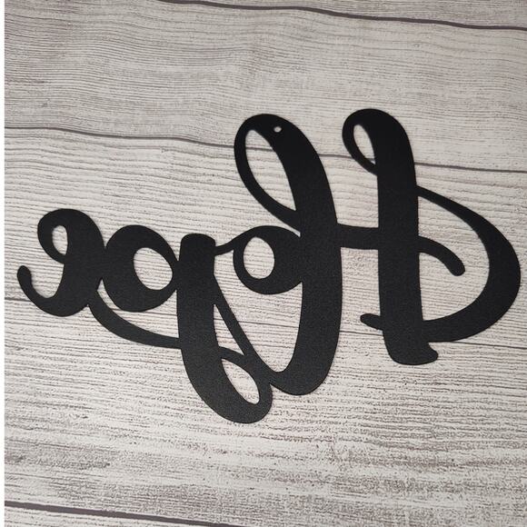 Black Cast Iron Flat Script Hope Sign for Decor or Craft - Picture 3 of 3